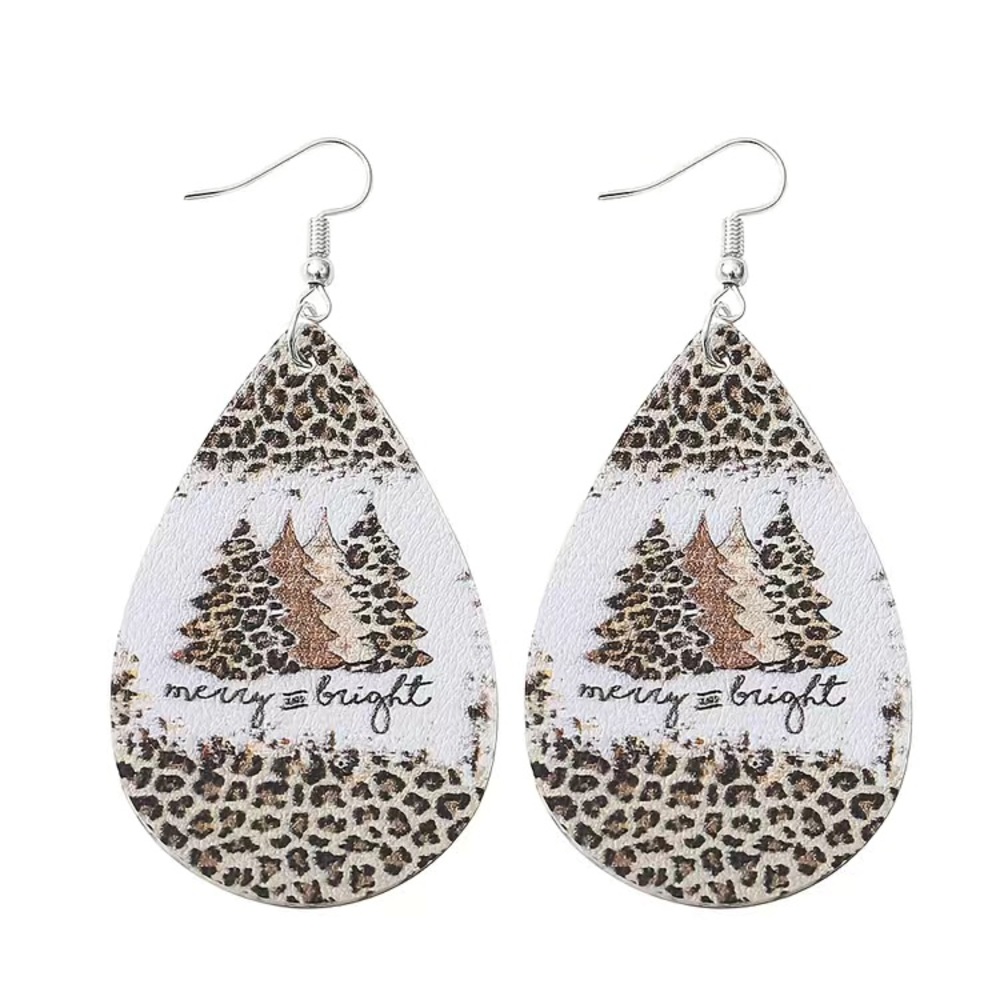 Merry and Bright Leopard Christmas Tree Earrings!!! NWT!